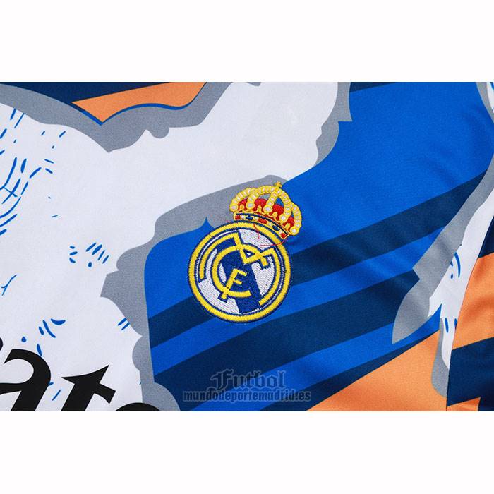 Chandal del Real Madrid Manga Corta 2025-2026 Blanco Azul - Pantalon Corto
